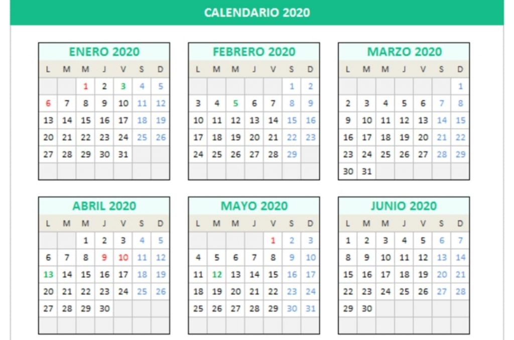Plantilla Excel: Calendario 2020 Plantilla excel Calendario 2020