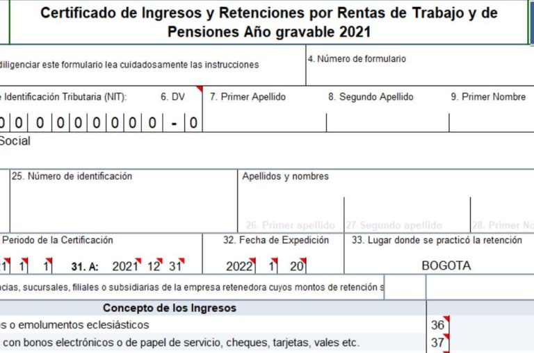 Formulario 220 Certificado ingresos y retenciones DIAN