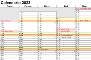 calendario 2023 excel formato 2
