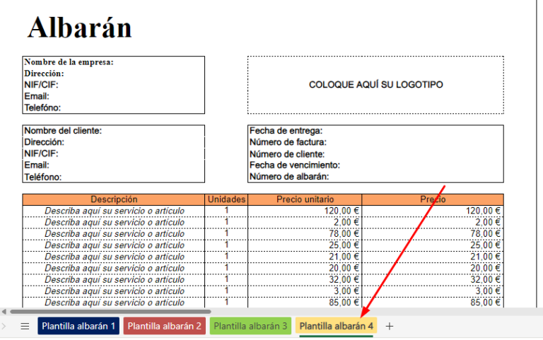 formato excel de albaran 4