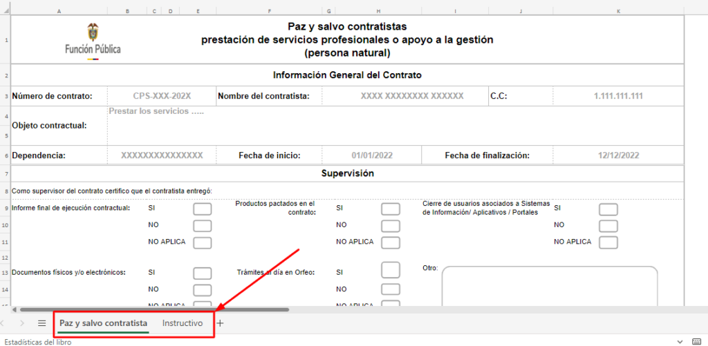 Plantilla Excel: Formato de paz y salvo formato paz y salvo colombia contratistas