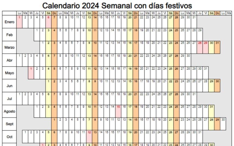 plantilla excel calendario 2024 semanal