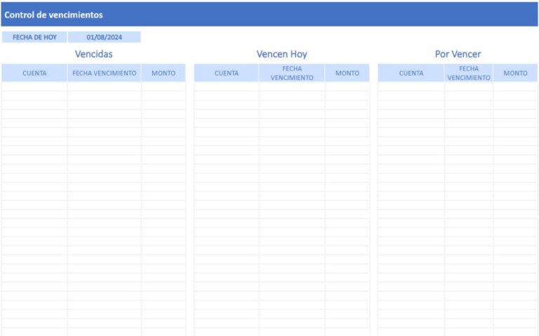 plantilla excel de control de vencimientos de cuentas simple