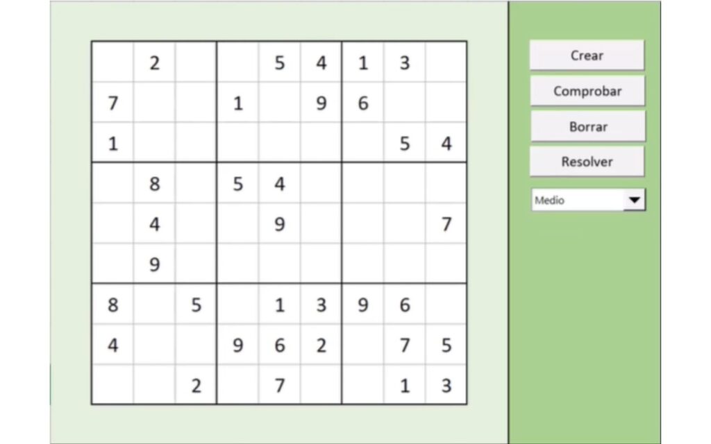 plantilla excel generador de sudoku