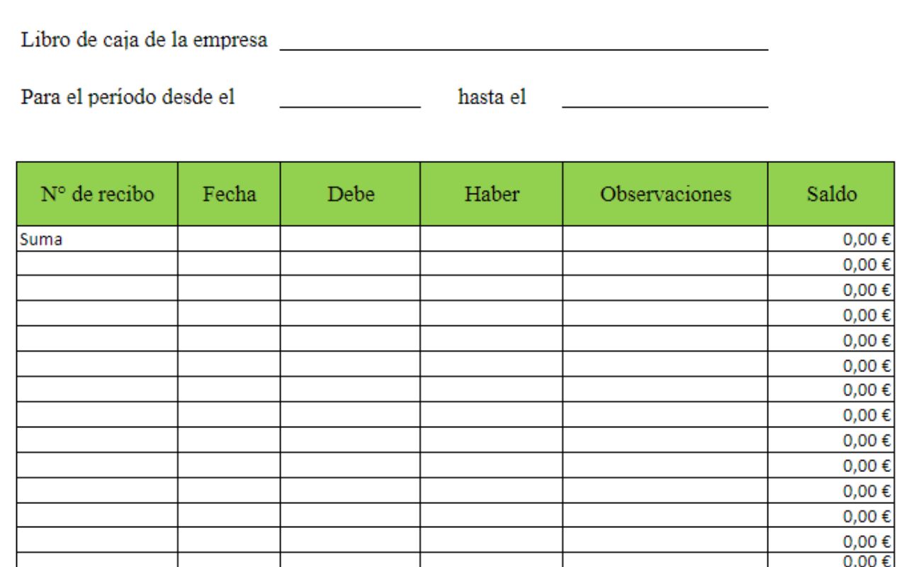 plantilla excel libro de caja