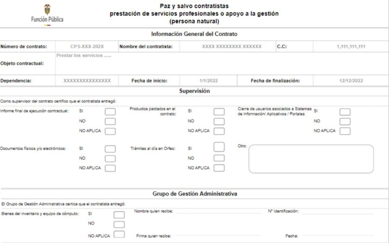 Plantilla Excel: Formato de paz y salvo plantilla excel paz y salvo colombia