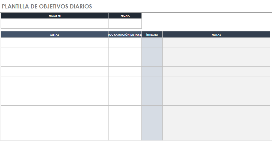 Plantilla Excel: Planificación de objetivos 2025 plantilla excel plan de objetivos diarios