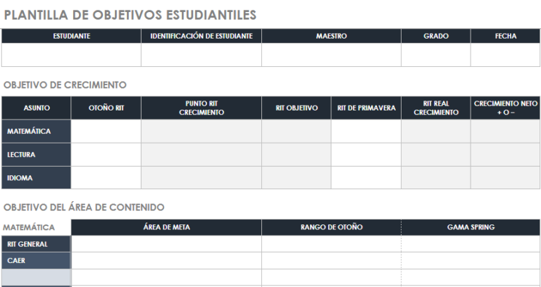 Plantilla Excel: Planificación de objetivos 2025 plantilla excel planificacion de objetivos estudiantiles