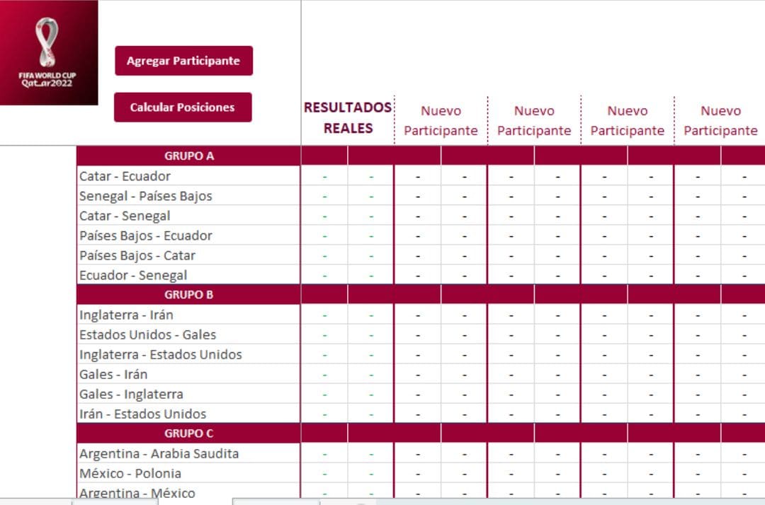 plantilla excel quiniela mundial qatar 2022