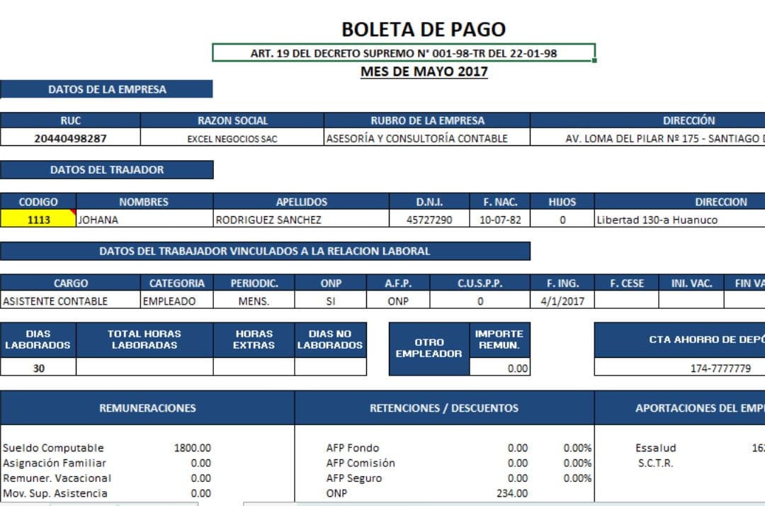 remuneraciones y boletas de pago